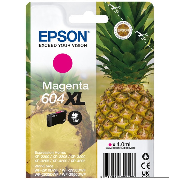 Epson C13T10H34010/604XL Tintenpatrone magenta High-Capacity, 350 Seiten 4ml