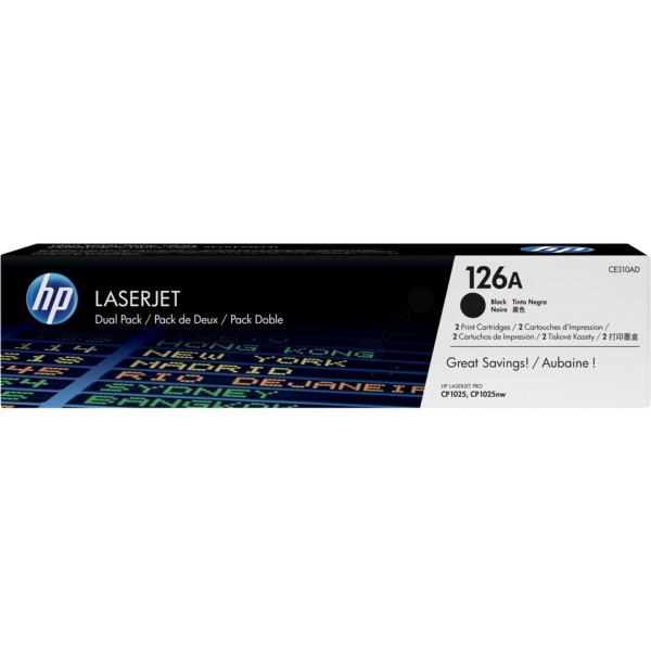 HP CE310AD/126A Toner schwarz Doppelpack, 2x1.200 Seiten/5% VE=2