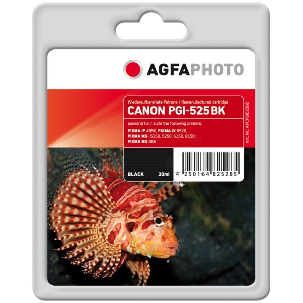 AgfaPhoto APCPGI525BD Tintenpatrone schwarz pigmentiert, 472 Seiten 20ml (ersetzt Canon PGI-525PGBK)