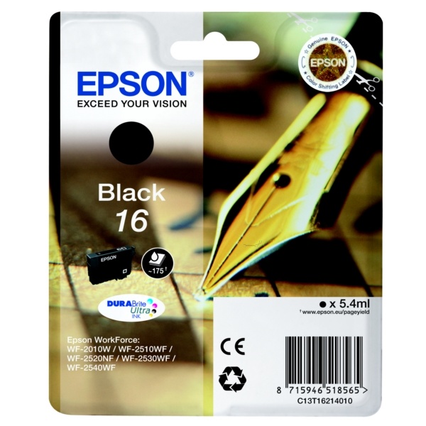 Epson C13T16214012/16 Tintenpatrone schwarz, 175 Seiten 5,4ml