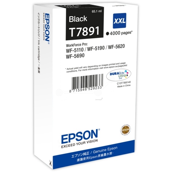 Epson C13T789140/T7891XXL Tintenpatrone schwarz extra High-Capacity XXL, 4.000 Seiten 65.1ml