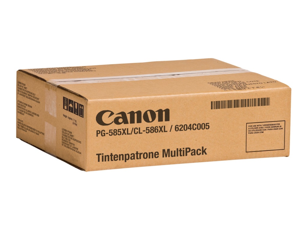 Canon 6204C005/PG-585XL/CL-586XL Tintenpatrone MultiPack High-Capacity schwarz + color XL + Fotopapier GP-501, 2x300 Seiten ISO/IEC 19752 VE=2