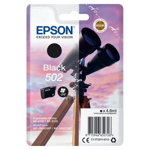 Epson C13T02V14010/502 Tintenpatrone schwarz, 210 Seiten 4,6ml