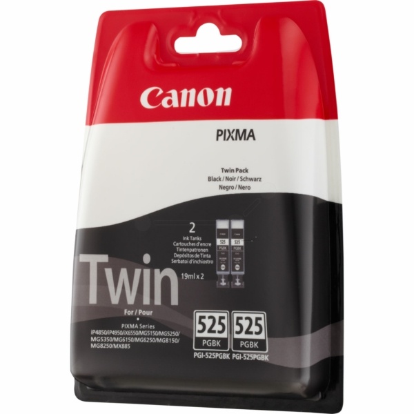 Canon 4529B017/PGI-525PGBK Tintenpatrone schwarz pigmentiert Doppelpack Blister, 2x323 Seiten ISO/IEC 24711 19ml VE=2