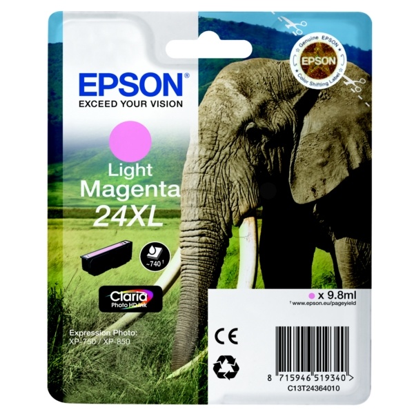 Epson C13T24364012/24XL Tintenpatrone magenta hell High-Capacity, 500 Seiten 9,8ml