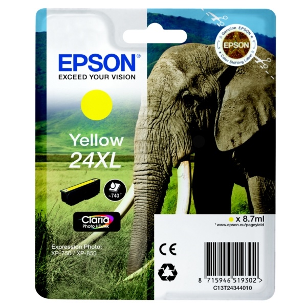 Epson C13T24344010/24XL Tintenpatrone gelb High-Capacity, 500 Seiten 8.7ml