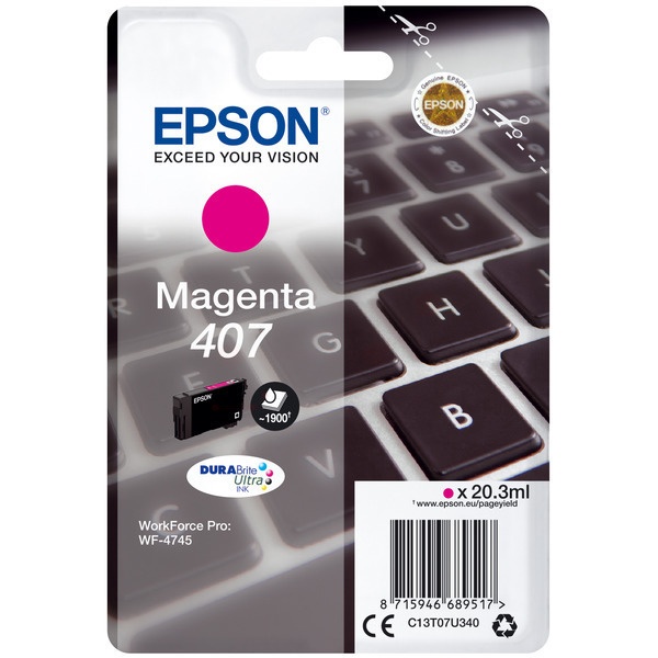 Epson C13T07U340/407 Tintenpatrone magenta, 1.900 Seiten ISO/IEC 19752 20,3ml