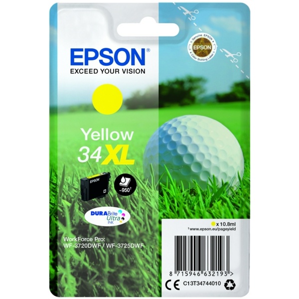 Epson C13T34744010/34XL Tintenpatrone gelb High-Capacity, 950 Seiten 10,8ml