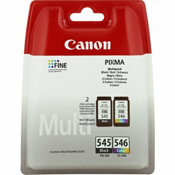 Canon 8287B008/PG-545+CL-546 Druckkopfpatrone Multipack schwarz + color, 2x180 Seiten ISO/IEC 24711 VE=2