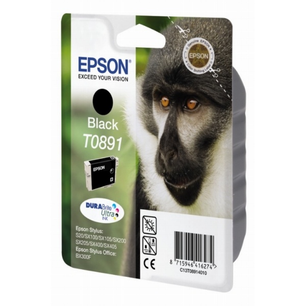 Epson C13T08914011/T0891 Tintenpatrone schwarz, 170 Seiten ISO/IEC 24711 5.8ml