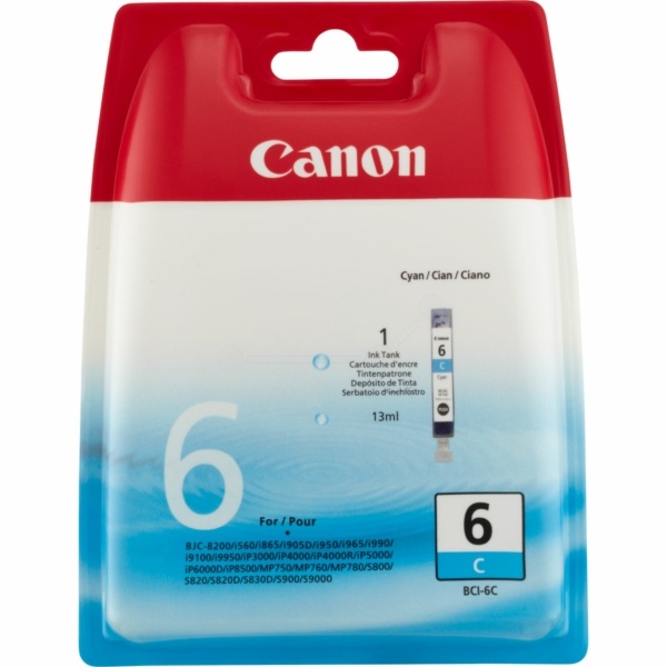 Canon 4706A002/BCI-6C Tintenpatrone cyan, 280 Seiten ISO/IEC 24711 13ml