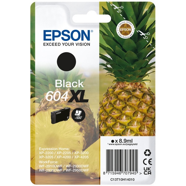 Epson C13T10H14010/604XL Tintenpatrone schwarz High-Capacity, 500 Seiten 8,9ml