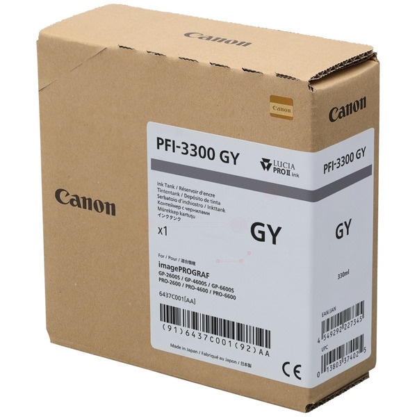 Canon 6437C001/PFI-3300GY Tintenpatrone grau 330ml