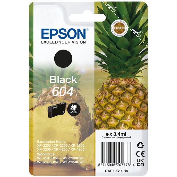 Epson C13T10G14010/604 Tintenpatrone schwarz, 150 Seiten 3,4ml