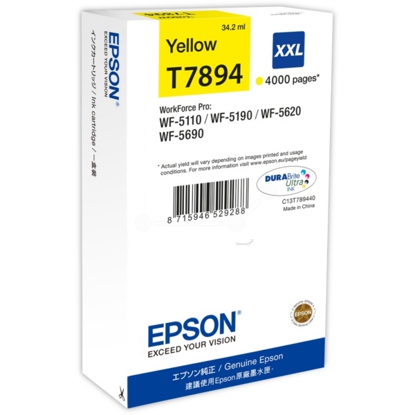 Epson C13T789440/T7894XXL Tintenpatrone gelb extra High-Capacity XXL, 4.000 Seiten 34ml