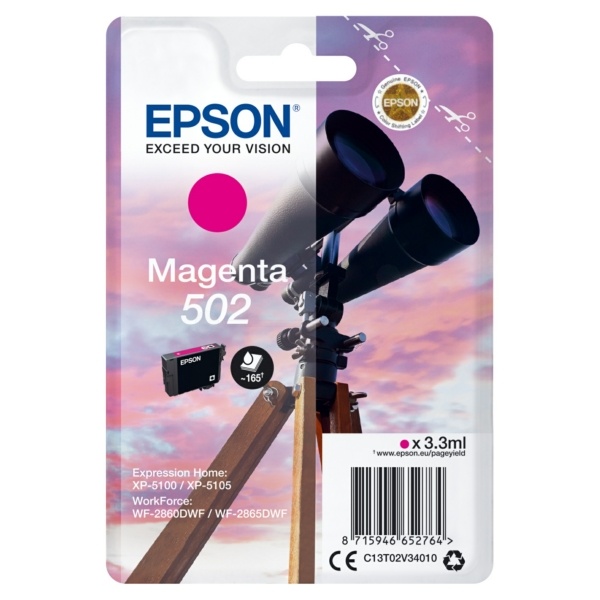 Epson C13T02V34010/502 Tintenpatrone magenta, 160 Seiten 3,3ml