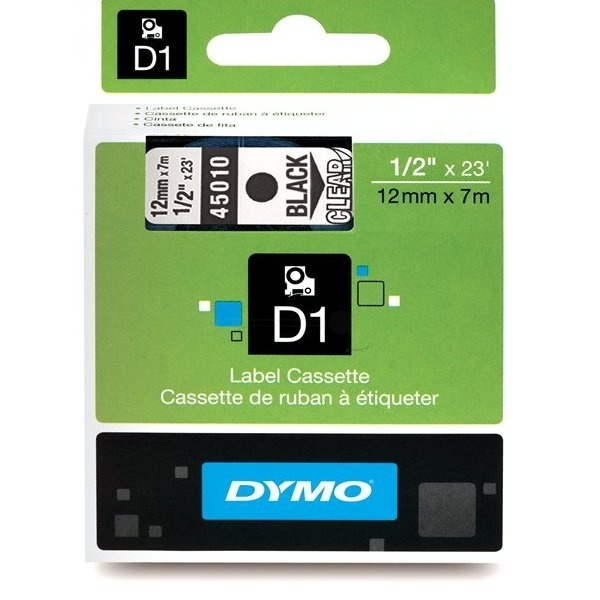 Dymo 45010/S0720500 DirectLabel-Etiketten schwarz auf Transparent 12mm x 7m