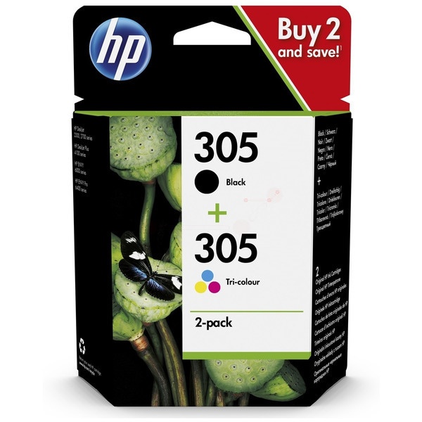 HP 6ZD17AE/305 Druckkopfpatrone Multipack schwarz + color, 2x120 Seiten 4ml 120pg + 100pg VE=2