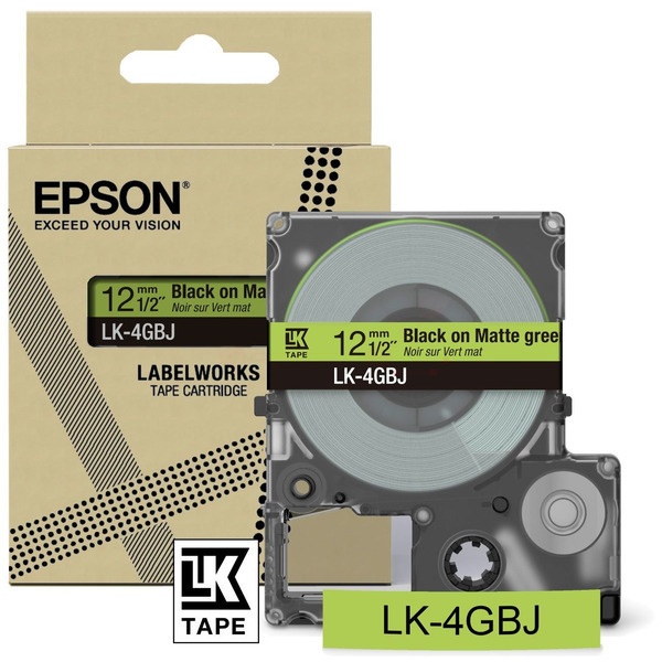 Epson C53S672077/LK-4GBJ DirectLabel-Etiketten schwarz auf grün matt 12mm x 8m