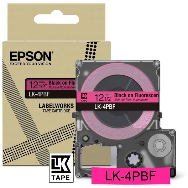 Epson C53S672100/LK-4PBF DirectLabel-Etiketten schwarz auf rosa fluorescent 12mm x 8m