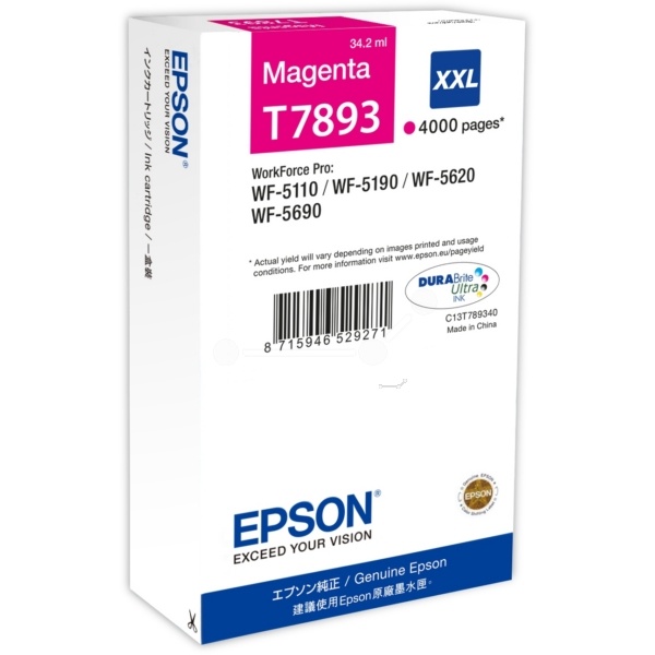 Epson C13T789340/T7893XXL Tintenpatrone magenta extra High-Capacity XXL, 4.000 Seiten 34.2ml