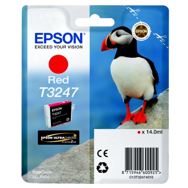 Epson C13T32474010/T3247 Tintenpatrone rot, 980 Seiten 14ml