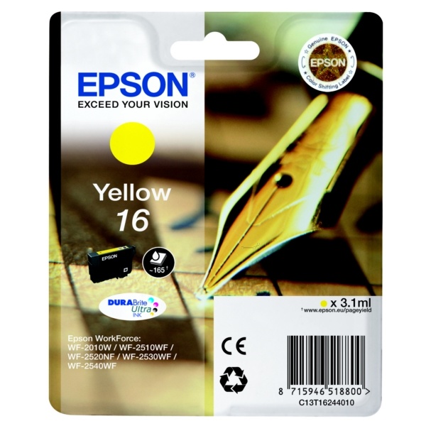 Epson C13T16244012/16 Tintenpatrone gelb, 165 Seiten 3,1ml