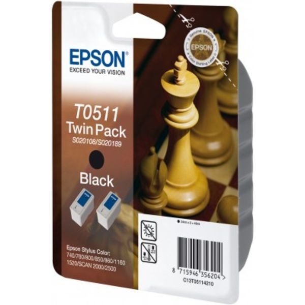 Epson C13T05114210/T0511 Tintenpatrone schwarz Doppelpack, 2x2.000 Seiten ISO/IEC 24711 24ml VE=2