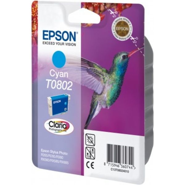 Epson C13T08024011/T0802 Tintenpatrone cyan, 435 Seiten ISO/IEC 24711 7.4ml