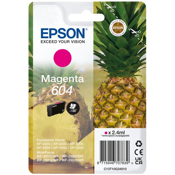 Epson C13T10G34010/604 Tintenpatrone magenta, 130 Seiten 2,4ml