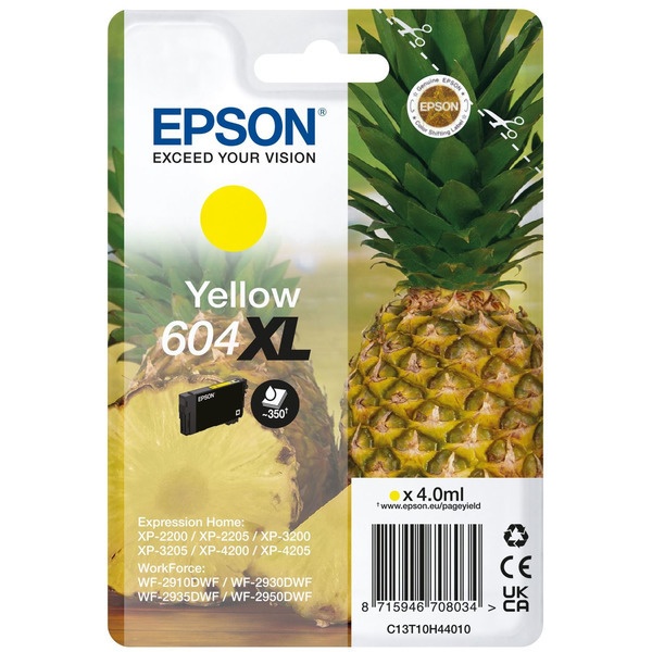 Epson C13T10H44010/604XL Tintenpatrone gelb High-Capacity, 350 Seiten 4ml