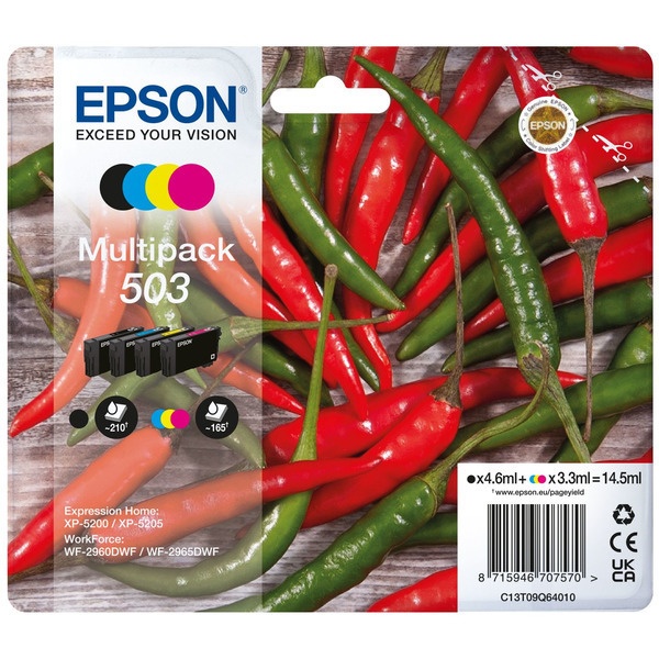 Epson C13T09Q64010/503 Tintenpatrone MultiPack Bk,C,M,Y 210pg + 3x165pg VE=4