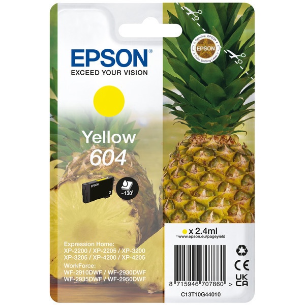 Epson C13T10G44010/604 Tintenpatrone gelb, 130 Seiten 2,4ml