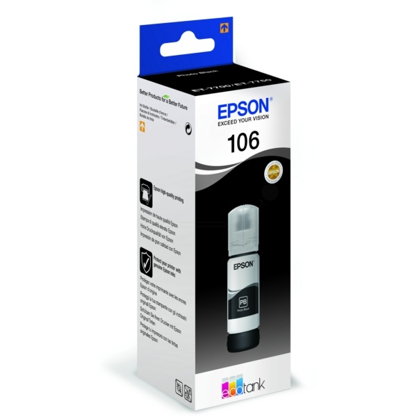 Epson C13T00R140/106 Tintenflasche schwarz foto, 5.000 Seiten 3400 Fotos 70ml