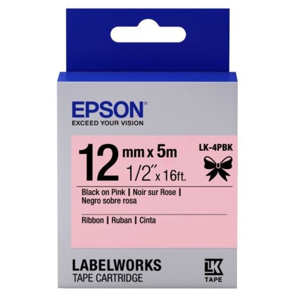 Epson C53S654031/LK-4PBK DirectLabel-Etiketten schwarz auf rosa 12mm x 5m