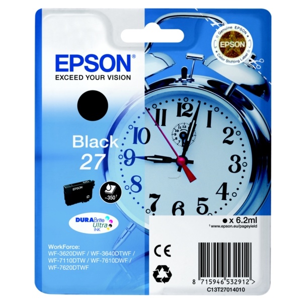 Epson C13T27014010/27 Tintenpatrone schwarz, 350 Seiten 6.2ml