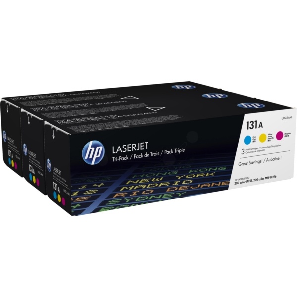 HP U0SL1AM/131A Tonerkartusche Rainbow-Kit (c,m,y), 3x1.800 Seiten ISO/IEC 19798 VE=3