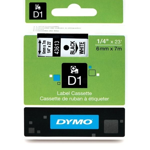 Dymo 43613/S0720780 DirectLabel-Etiketten schwarz auf weiss 6mm x 7m